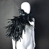 Homelex Black Witch Feather Collar Crow Shawl Costume Halloween Swan Wings Accessories Cape For Women