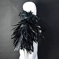 Homelex Black Witch Feather Collar Crow Shawl Costume Halloween Swan Wings Accessories Cape For Women