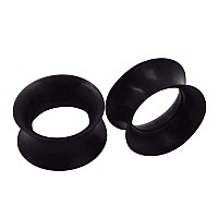 Stuppendux 1 Pair Black Soft Silicone Flexible Ear Skin Tunnels Plugs Expanders Gauges Hollow Body Piercing 12 12Mm