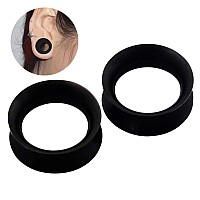 Stuppendux 1 Pair Black Soft Silicone Flexible Ear Skin Tunnels Plugs Expanders Gauges Hollow Body Piercing 12 12Mm