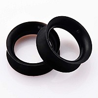 Stuppendux 1 Pair Black Soft Silicone Flexible Ear Skin Tunnels Plugs Expanders Gauges Hollow Body Piercing 12 12Mm