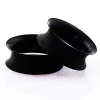 Stuppendux 1 Pair Black Soft Silicone Flexible Ear Skin Tunnels Plugs Expanders Gauges Hollow Body Piercing 12 12Mm