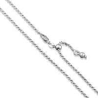 Sterling Silver Adjustable Diamondcut Rope Chain 2Mm Solid 925 Italy New Necklace 22