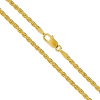 22K Yellow Gold Plated Sterling Silver Diamondcut Rope Chain 2Mm Solid 925 Italy New Necklace 28