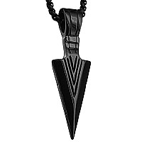 Pauro Mens Stainless Steel Jewelry Spearhead Indian Arrowhead Pendant Spear Point Arrow Necklace Black With Chain