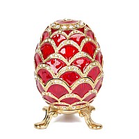 Qifu Faberge Egg Style Jewelry Trinket Box Hinged Unique Gift For Home Decor