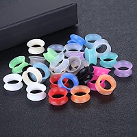 Xpircn Thin Silicone Ear Plugs Tunnels Flexible Ear Earlets 15Pairs