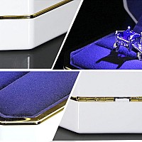 Aveson Luxury Ring Box Square Velvet Wedding Ring Case Jewelry Gift Box With Led Light For Proposal Engagement Wedding White