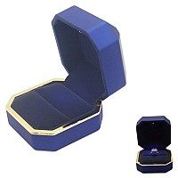 Aveson Luxury Ring Box Square Velvet Wedding Ring Case Jewelry Gift Box With Led Light For Proposal Engagement Wedding Blue