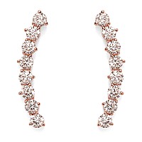 Pavoi 14K Rose Gold Plated Hearts Arrows Simulated Diamond Ear Crawler Cuff Earrings Hypoallergenic Stud Ear Climber Jacke