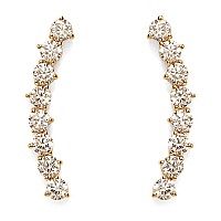 Pavoi 14K Yellow Gold Plated Hearts Arrows Simulated Diamond Ear Crawler Cuff Earrings Hypoallergenic Stud Ear Climber Jac