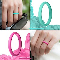 Thunderfit Womens Band Rings Thin And Stackable Silicone Rings Wedding Ring For Women 7 Pack Deep Pink Purple Blue Lawn G