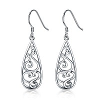 925 Sterling Silver Earrings Boruo Filigree Teardrop Earrings