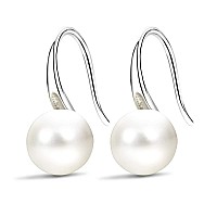 Fifata Fashion Silver Pearl Earrings For Women 885Mm Classical Drop Dangle Earrings Jewelry For Teens Girls