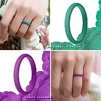 Thunderfit Womens Band Rings Thin And Stackable Silicone Rings Wedding Ring For Women 7 Pack Light Blue Dark Teal Silver