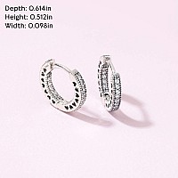 PANDORA Sterling Silver Pavé Heart Hoop Earrings for Women