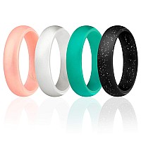 ROQ Silicone Wedding Ring Set, 4 Pack, Size 5, Glitter Colors