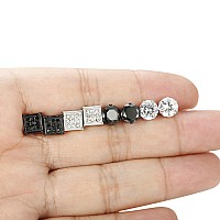 Joerica 4 Pairs Stainless Steel Stud Earrings For Men Women Earrings Cz Inlaid 7Mm