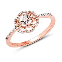 Bonyak Jewelry Genuine Round Morganite And Diamond Ring In 14K Rose Gold Size 700