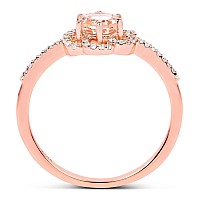 Bonyak Jewelry Genuine Round Morganite And Diamond Ring In 14K Rose Gold Size 700