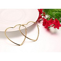 Mengpa Heart Hoop Earrings For Women Stainless Steel 14K Gold Plated Lightweight Jewelry Us3298G