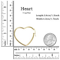 Mengpa Heart Hoop Earrings For Women Stainless Steel 14K Gold Plated Lightweight Jewelry Us3298G