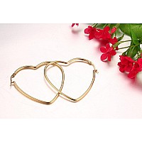 Mengpa Heart Hoop Earrings For Women Stainless Steel 14K Gold Plated Lightweight Jewelry Us3298G