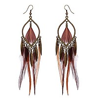 Fxmimior Fashion Women Vintage Bohe Feather Earrings For Christmas Xmas Jewelry For Girl Women