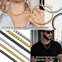 Prosteel Round Box Flat Chain Layering Necklace Men Jewelry Minimalist Women Chain Gift Statement Black Necklace