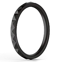 Thunderfit Thin And Stackable Silicone Ring Wedding Band For Women Diamond Pattern 1 Ring Black 556 165Mm