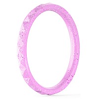 Thunderfit Thin And Stackable Silicone Ring Wedding Band For Women Diamond Pattern 1 Ring Pink With White Glitter 657 17