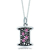 Lovelyjewelry Pink Letter I Alphabet Initial Charms Bead Necklace Pendant