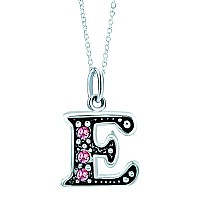 Lovelyjewelry Pink Letter E Alphabet Initial Charms Bead Necklace Pendant