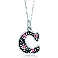 Lovelyjewelry Pink Letter C Alphabet Initial Charms Bead Necklace Pendant