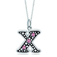 Lovelyjewelry Pink Letter X Alphabet Initial Charms Bead Necklace Pendant