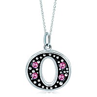 Lovelyjewelry Pink Letter O Alphabet Initial Charms Bead Necklace Pendant