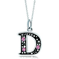 Lovelyjewelry Pink Letter D Alphabet Initial Charms Bead Necklace Pendant