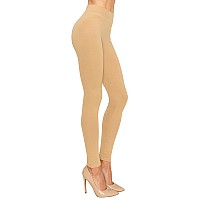 Cotton Spandex Basic Knit Jersey Leggings Workout For Women Beige L