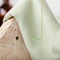 Pavoi 14K Gold Plated Thin Bar Green Opal Necklace 1618