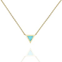 Pavoi 14K Yellow Gold Plated Triangle Created Green Opal Necklace Opal Necklaces For Women