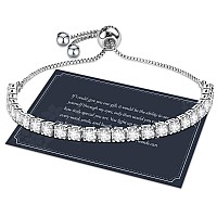 Sterling Silver Tennis Bracelets Cubic Zirconia Adjustable Bracelet For Women Valentines Day Gifts For Her