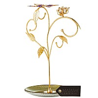 Matashi Elegant Floral And Butterfly Display Design Home Decorative Hanging Gold Jewelry Stand 24K Gold Plated Gift For Vale