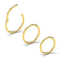 Newkeepsr 3Pcs08Mm Gold Anodised Hinged Clicker Nose Hoop Rings 20 Gauge 316L Steel Seamless Segment Sleeper Earrings Piercin