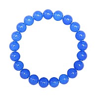 Adabele Real Natural Blue Agate Gemstone Beaded Bracelet 7 Inch Stretch Chakras Healing Crystal Stone Jewelry Women Men Mom Gift