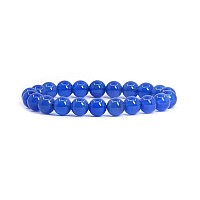 Adabele Real Natural Blue Agate Gemstone Beaded Bracelet 7 Inch Stretch Chakras Healing Crystal Stone Jewelry Women Men Mom Gift