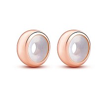 Artcharm Rose Gold 2Pcs Rubber Charm Stopper Spacer Bead 925 Sterling Silver For Charm Bracelets