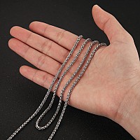 Hzman 35Mm Stainless Steel Wheat Silver Chain Necklaces For Men Women 16 30