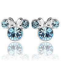 Disney Womens Minnie Mouse March Birthstone Stud Earrings Minnie Mouse Earrings Disney Jewelry Marchaquamarine Crystal