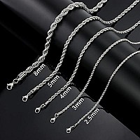 Holyfast Twist Chain Necklace Stainless Steel Rope Jewelry For Men Women 9 Inches 3Mm Wide