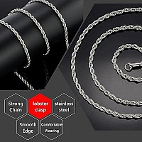 Holyfast Twist Chain Necklace Stainless Steel Rope Jewelry For Men Women 9 Inches 3Mm Wide